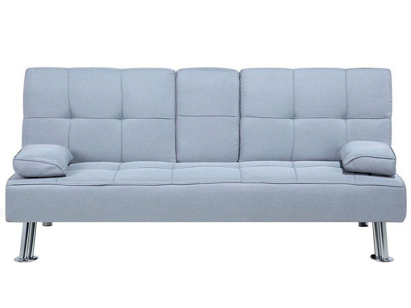 Sofa Bed Light Grey 3 Seater Drop Down Table Click Clack Beliani