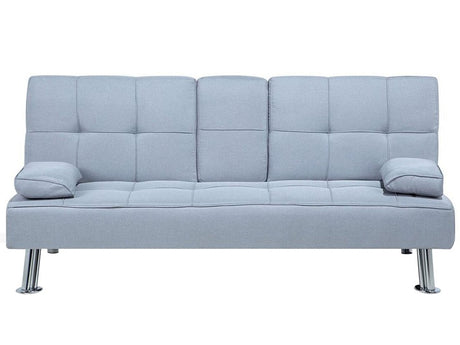 Sofa Bed Light Grey 3 Seater Drop Down Table Click Clack Beliani