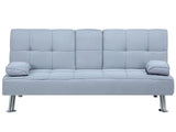 Sofa Bed Light Grey 3 Seater Drop Down Table Click Clack Beliani