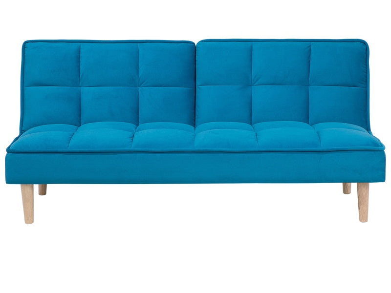 Sofa Bed Blue 3 Seater Reclining Back Quilted Beliani