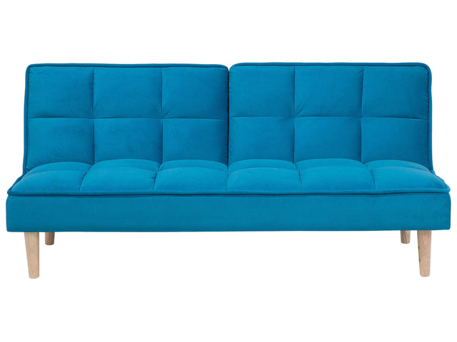 Sofa Bed Blue Fabric 3-Seater Reclining Back Quilted Simple Sleeper Couch Click-Clack Beliani