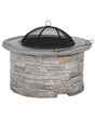 Fire Pit Heater Grey Black Mesh Cover Round Outdoor Beliani