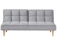 Sofa Bed Light Grey 3 Seater Reclining Back Quilted Beliani