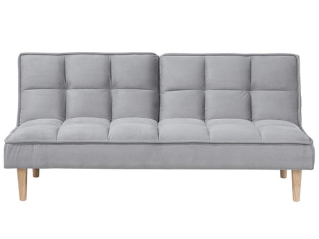 Sofa Bed Light Grey 3 Seater Reclining Back Quilted Beliani