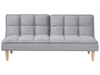 Sofa Bed Light Grey Fabric 3-Seater Reclining Back Quilted Simple Sleeper Couch Click-Clack Beliani
