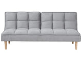 Sofa Bed Light Grey Fabric 3-Seater Reclining Back Quilted Simple Sleeper Couch Click-Clack Beliani