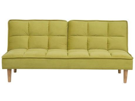 Sofa Bed Green 3 Seater Reclining Back Quilted Beliani