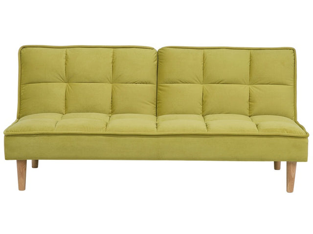 Sofa Bed Green 3 Seater Reclining Back Quilted Beliani