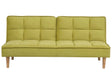 Sofa Bed Lime Olive Green Fabric 3-Seater Reclining Back Quilted Simple Sleeper Couch Click-Clack Beliani