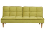 Sofa Bed Lime Olive Green Fabric 3-Seater Reclining Back Quilted Simple Sleeper Couch Click-Clack Beliani