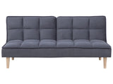 Sofa Bed Dark Grey Fabric 3-Seater Reclining Back Quilted Simple Sleeper Couch Click-Clack Beliani