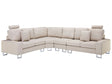 Corner Sofa Beige Fabric Upholstery Right Hand Orientation with Adjustable Headrests Beliani