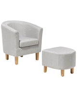 Armchair and Footstool Set Grey Fabric Upholstery Tub Chair Beliani