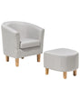 Armchair and Footstool Set Grey Fabric Upholstery Tub Chair Beliani