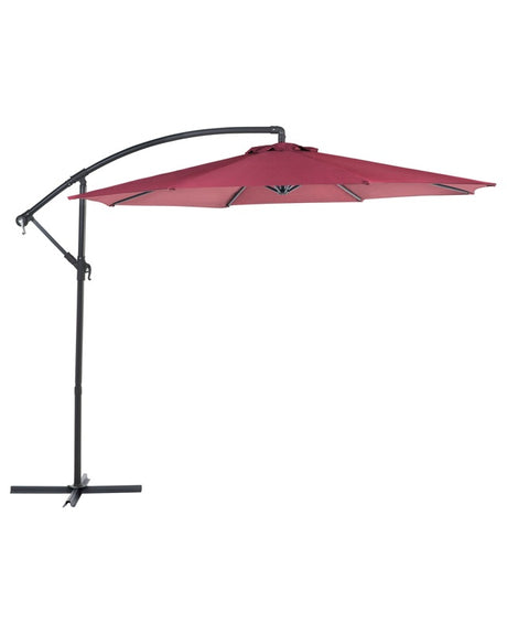 Garden Sun Parasol Burgundy Fabric Steel 300 cm Weather Resistant Beliani