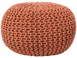 Pouf Ottoman Copper Knitted Cotton EPS Beads Filling Round Small Footstool 50 x 35 cm Beliani