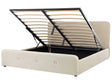 Slatted Bed Frame Beige Polyester Fabric Upholstered Wooden Legs Ottoman Storage 6ft EU Super King Size Modern Design Beliani