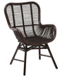 Accent Chair Brown Rattan Indoor Dining Side Chair Living Room Furniture High Backrest Beliani