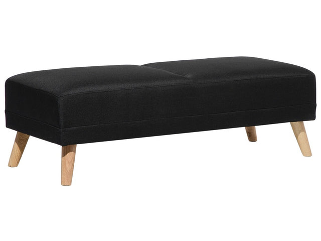 Otoman Black Fabric Upholstered Rectangular Solid Wood Legs Minimalistic Modern Beliani