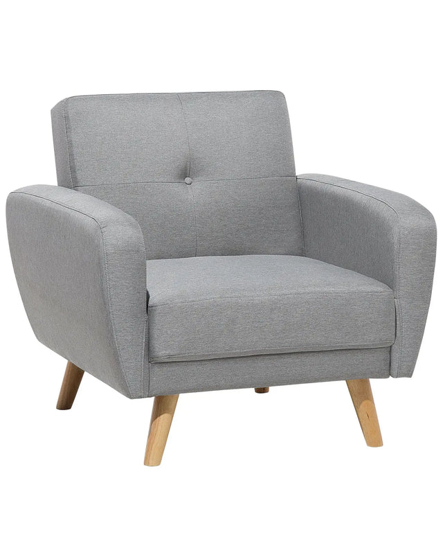 Armchair Grey Fabric Upholstered Convertible Adjustable Backrest Wooden Legs Modern Minimalistic Living Room Beliani