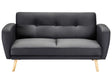 Sofa Bed Black Fabric Upholstered 2 Seater Convertible Wooden Legs Modern Minimalistic Living Room Beliani