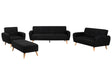 Living Room Set Black Fabric 3 + 2 + 1 Seater Footstool Sleeper Function Retro Beliani