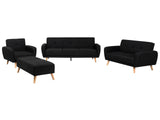 Living Room Set Black Fabric 3 + 2 + 1 Seater Footstool Sleeper Function Retro Beliani