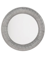 Wall Mounted Hanging Mirror Silver Round 80 cm Decorative Accent Piece Painted Beliani