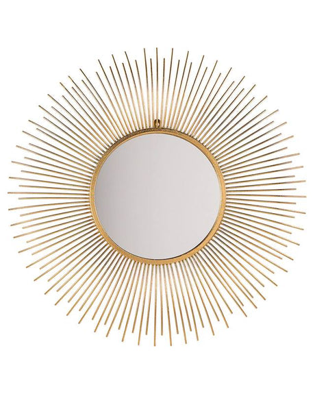 Wall Mounted Hanging Mirror Gold 80 cm Round Sunburst Sun Shape Beliani