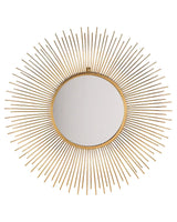Wall Mounted Hanging Mirror Gold 80 cm Round Sunburst Sun Shape Beliani