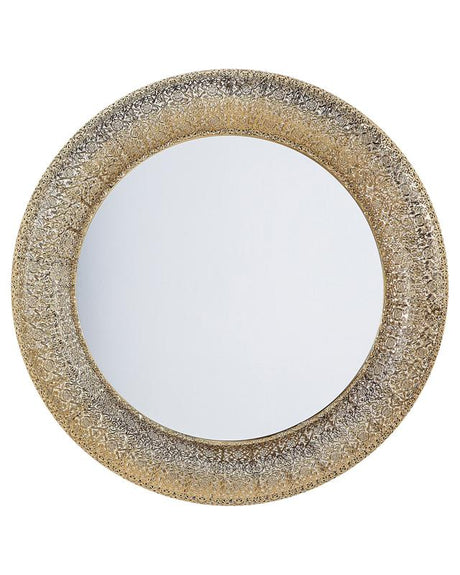 Wall Mounted Hanging Mirror Gold Round 80 cm Decorative Accent Piece Painted Beliani