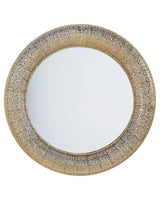 Wall Mounted Hanging Mirror Gold Round 80 cm Decorative Accent Piece Painted Beliani