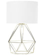 Table Lamp White Shade Industrial Wire Cage Gold Beliani