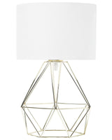 Table Lamp White Shade Industrial Wire Cage Gold Beliani
