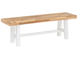 Garden 2-Seater Dining Bench Light Wood Seat White Legs Rustic Country Garden Outdoor Indoor Beliani