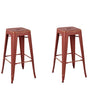 Set of 2 Bar Stools Red with Gold Steel 76 cm Stackable Counter Height Industrial Beliani