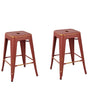 Set of 2 Bar Stools Red with Gold Steell 60 cm Stackable Counter Height Industrial Beliani