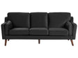 Sofa Black 3 Seater Velvet Oak Wood Legs Classic Mid-Century Living Room Beliani