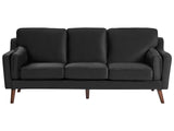 Sofa Black 3 Seater Velvet Oak Wood Legs Classic Mid-Century Living Room Beliani