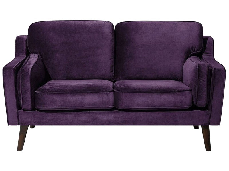 Sofa Violet 2 Seater Velvet Oak Wood Legs Classic Mid-Century Living Room Beliani