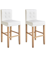 Set of 2 Bar Stools Off-White Faux Leather with Backrest Dining Room Kitchen Upholstered Modern Beliani