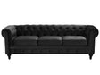 Chesterfield Sofa Black Velvet Fabric Upholstery Dark Wood Legs 3 Seater Contemporary Beliani