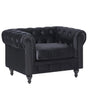 Chesterfield Armchair Black Velvet Fabric Upholstery Dark Wood Legs Contemporary Beliani