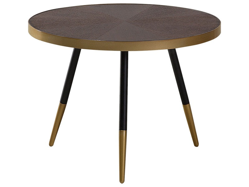 Coffee Table Black Wood Effect ø 61 cm Gold Base Living Room Beliani