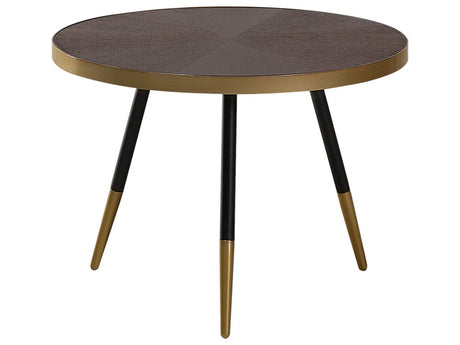 Coffee Table Black Wood Effect ø 61 cm Gold Base Living Room Beliani