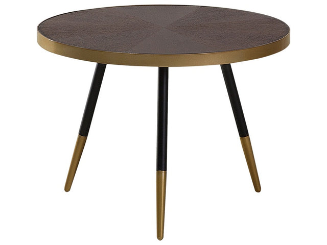 Coffee Table Black Wood Effect ø 61 cm Gold Base Living Room Beliani