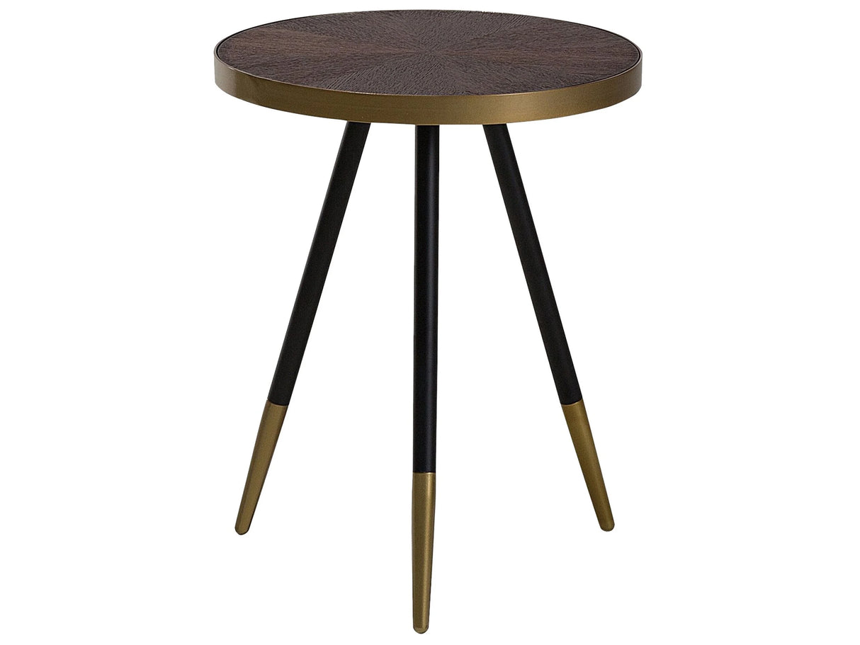 Coffee Table Dark Ash Wood  44 cm Effect Gold Base Tripod Living Room Beliani