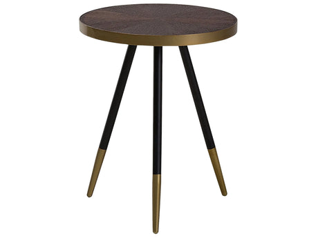 Coffee Table Dark Ash Wood  44 cm Effect Gold Base Tripod Living Room Beliani