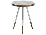 Coffee Table White Marble Effect  44 cm Gold Base Tripod Living Room Beliani