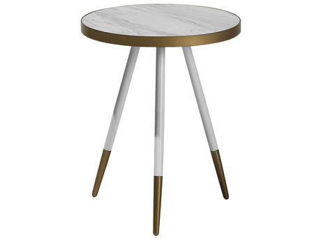 Coffee Table White Marble Effect  44 cm Gold Base Tripod Living Room Beliani